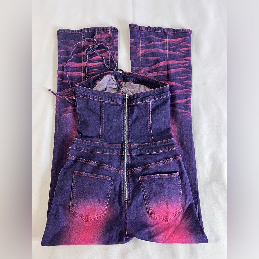 Fashion Nova Women’s More Drama Denim Jumpsuit - Dark Wash Sz‎ Medium RN 149052 - Picture 12 of 16